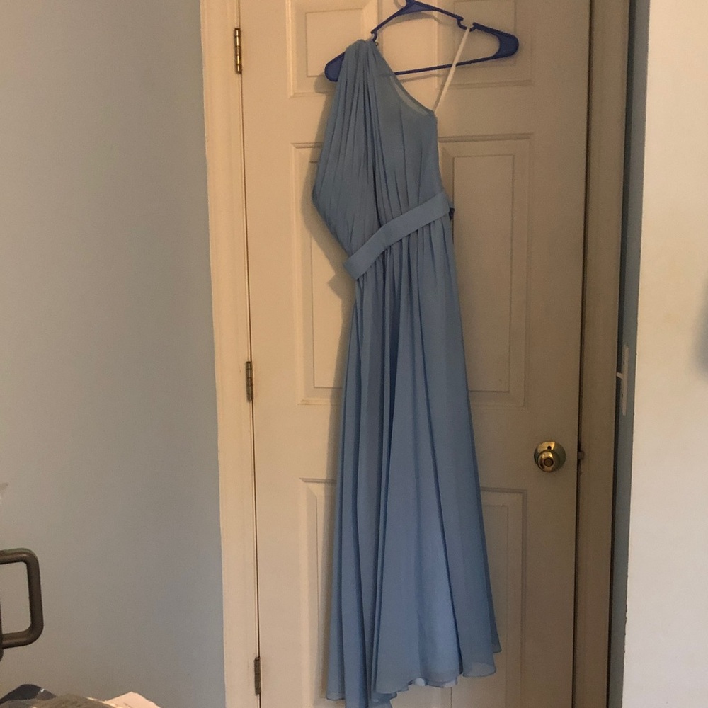 Chiffon One-Shoulder Formal Dress in Light Blue
